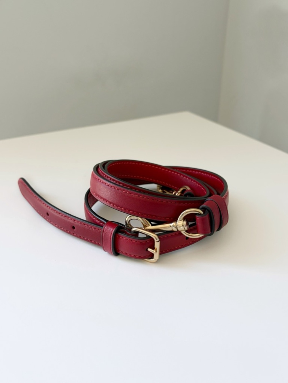 Coach Red Leather Crossbody Strap with Gold Hardware
